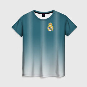 Женская футболка 3D с принтом Real Madrid 2018 Gradient в Кировске, 100% полиэфир ( синтетическое хлопкоподобное полотно) | прямой крой, круглый вырез горловины, длина до линии бедер | 