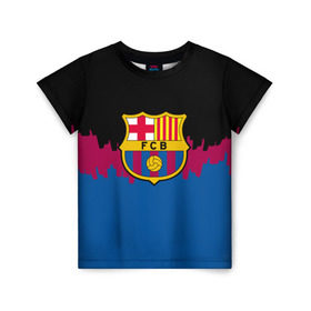 Детская футболка 3D с принтом FC Barcelona 2018 Paints в Кировске, 100% гипоаллергенный полиэфир | прямой крой, круглый вырез горловины, длина до линии бедер, чуть спущенное плечо, ткань немного тянется | fc | manchester united | манчестер юнайтед | спорт | спортивные | фк | футбол