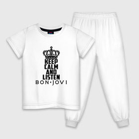 Детская пижама хлопок с принтом Keep calm and listen BJ в Кировске, 100% хлопок |  брюки и футболка прямого кроя, без карманов, на брюках мягкая резинка на поясе и по низу штанин
 | 