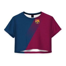 Женская футболка 3D укороченная с принтом FC Barcelona 2018 Элита в Кировске, 100% полиэстер | круглая горловина, длина футболки до линии талии, рукава с отворотами | fc barcelona | fcb | барселона | спорт | спортивные | фк | футбол