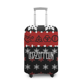 Чехол для чемодана 3D с принтом Праздничный Led Zeppelin в Кировске, 86% полиэфир, 14% спандекс | двустороннее нанесение принта, прорези для ручек и колес | led zeppelin | блюз | группа | джимми пейдж | джон генри бонэм | джон пол джонс | знак | красный | лед зепелен | лед зеппелин | метал | надпись | новогодний | новый год | праздник | роберт плант | рождество