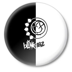 Значок с принтом Blink-182 в Кировске,  металл | круглая форма, металлическая застежка в виде булавки | blink | альтернативный рок | блинк | марк хоппус | музыка | мэтт скиба | панк рок | поп панк | рок | скейт панк | трэвис баркер