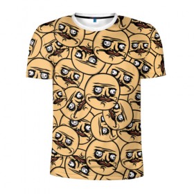 Мужская футболка 3D спортивная с принтом MEME ME GUSTA в Кировске, 100% полиэстер с улучшенными характеристиками | приталенный силуэт, круглая горловина, широкие плечи, сужается к линии бедра | Тематика изображения на принте: me gusta | meme | лицо | ме густа | мем