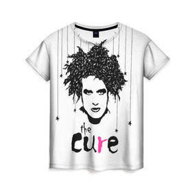Женская футболка 3D с принтом The Cure в Кировске, 100% полиэфир ( синтетическое хлопкоподобное полотно) | прямой крой, круглый вырез горловины, длина до линии бедер | robert smith | rock band | the cure | uk | британия | роберт смит | рок группа