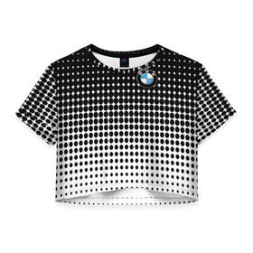 Женская футболка 3D укороченная с принтом BMW 2018 Black and White IV в Кировске, 100% полиэстер | круглая горловина, длина футболки до линии талии, рукава с отворотами | bmw | автомобильные | бмв | машины