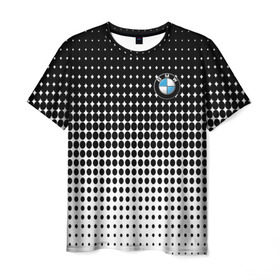 Мужская футболка 3D с принтом BMW 2018 Black and White IV в Кировске, 100% полиэфир | прямой крой, круглый вырез горловины, длина до линии бедер | Тематика изображения на принте: bmw | автомобильные | бмв | машины