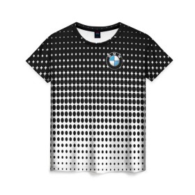 Женская футболка 3D с принтом BMW 2018 Black and White IV в Кировске, 100% полиэфир ( синтетическое хлопкоподобное полотно) | прямой крой, круглый вырез горловины, длина до линии бедер | bmw | автомобильные | бмв | машины