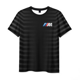 Мужская футболка 3D с принтом BMW M BLACK & GREY в Кировске, 100% полиэфир | прямой крой, круглый вырез горловины, длина до линии бедер | Тематика изображения на принте: bmw | автомобильные | бмв | машины