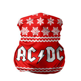 Бандана-труба 3D с принтом Праздничный AC/DC в Кировске, 100% полиэстер, ткань с особыми свойствами — Activecool | плотность 150‒180 г/м2; хорошо тянется, но сохраняет форму | ac dc | acdc |   снежинки | ангус янг | ас дс | асдс | крис слэйд | новогодний | новый год | рождество | стиви янг | эксл роуз