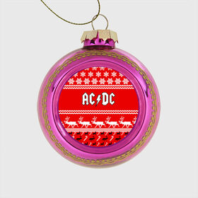 Стеклянный ёлочный шар с принтом Праздничный AC/DC в Кировске, Стекло | Диаметр: 80 мм | ac dc | acdc |   снежинки | ангус янг | ас дс | асдс | крис слэйд | новогодний | новый год | рождество | стиви янг | эксл роуз