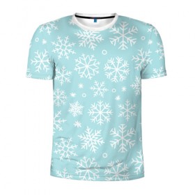 Мужская футболка 3D спортивная с принтом Мелодия Рождества в Кировске, 100% полиэстер с улучшенными характеристиками | приталенный силуэт, круглая горловина, широкие плечи, сужается к линии бедра | новый год | снег | снежинки