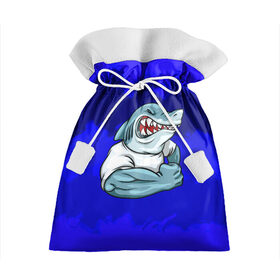 Подарочный 3D мешок с принтом aggressive shark в Кировске, 100% полиэстер | Размер: 29*39 см | абстракция | акула | краски | синий | темносиний