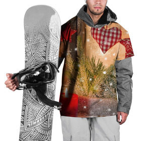 Накидка на куртку 3D с принтом Новогодняя сказка в Кировске, 100% полиэстер |  | елка | мягкие игрушки | новый год снег | свеча | снежинки