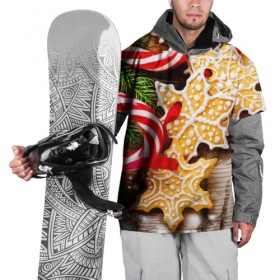 Накидка на куртку 3D с принтом Однажды в Сочельник в Кировске, 100% полиэстер |  | елка | новый год снег | пряники | сладость | снежинки