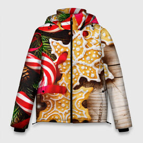 Мужская зимняя куртка 3D с принтом Однажды в Сочельник в Кировске, верх — 100% полиэстер; подкладка — 100% полиэстер; утеплитель — 100% полиэстер | длина ниже бедра, свободный силуэт Оверсайз. Есть воротник-стойка, отстегивающийся капюшон и ветрозащитная планка. 

Боковые карманы с листочкой на кнопках и внутренний карман на молнии. | елка | новый год снег | пряники | сладость | снежинки