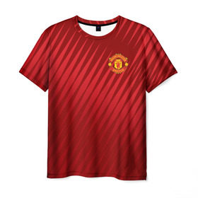 Мужская футболка 3D с принтом Manchester United Sportwear в Кировске, 100% полиэфир | прямой крой, круглый вырез горловины, длина до линии бедер | Тематика изображения на принте: emirates | fc | manchester united | геометрия | манчестер юнайтед | спорт | футбол | футбольный клуб | эмблема