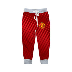 Детские брюки 3D с принтом Manchester United Sportwear в Кировске, 100% полиэстер | манжеты по низу, эластичный пояс регулируется шнурком, по бокам два кармана без застежек, внутренняя часть кармана из мелкой сетки | emirates | fc | manchester united | геометрия | манчестер юнайтед | спорт | футбол | футбольный клуб | эмблема