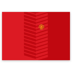 Поздравительная открытка с принтом Manchester United 2018 Reverse в Кировске, 100% бумага | плотность бумаги 280 г/м2, матовая, на обратной стороне линовка и место для марки
 | Тематика изображения на принте: emirates | fc | manchester united | геометрия | манчестер юнайтед | спорт | футбол | футбольный клуб | эмблема