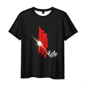 Мужская футболка 3D с принтом Korn в Кировске, 100% полиэфир | прямой крой, круглый вырез горловины, длина до линии бедер | 