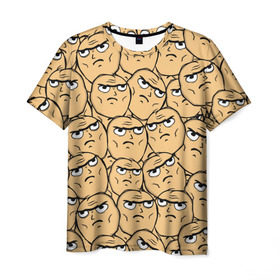 Мужская футболка 3D с принтом MEME DETERMINED NOT OKAY в Кировске, 100% полиэфир | прямой крой, круглый вырез горловины, длина до линии бедер | determined not okay | meme | лицо | мем | определённо не всё в порядке