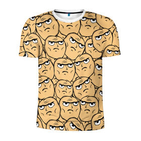 Мужская футболка 3D спортивная с принтом MEME DETERMINED NOT OKAY в Кировске, 100% полиэстер с улучшенными характеристиками | приталенный силуэт, круглая горловина, широкие плечи, сужается к линии бедра | determined not okay | meme | лицо | мем | определённо не всё в порядке