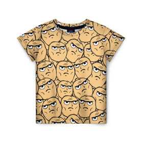 Детская футболка 3D с принтом MEME DETERMINED NOT OKAY в Кировске, 100% гипоаллергенный полиэфир | прямой крой, круглый вырез горловины, длина до линии бедер, чуть спущенное плечо, ткань немного тянется | determined not okay | meme | лицо | мем | определённо не всё в порядке