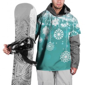 Накидка на куртку 3D с принтом Новый год в Кировске, 100% полиэстер |  | елка | новый год | снег | снежинки | шары