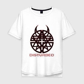 Мужская футболка хлопок Oversize с принтом Disturbed в Кировске, 100% хлопок | свободный крой, круглый ворот, “спинка” длиннее передней части | 