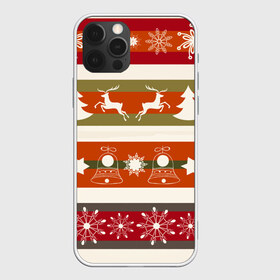 Чехол для iPhone 12 Pro Max с принтом Новогодняя текстура в Кировске, Силикон |  | елка | колокольчик | новый год | олени | снег | снежинки