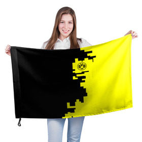 Флаг 3D с принтом Borussia 2018 Geometry Sport в Кировске, 100% полиэстер | плотность ткани — 95 г/м2, размер — 67 х 109 см. Принт наносится с одной стороны | боруссия | дортмунд