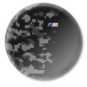Значок с принтом BMW 2018 Grey M Sport в Кировске,  металл | круглая форма, металлическая застежка в виде булавки | bmw | автомобильные | бмв | машины