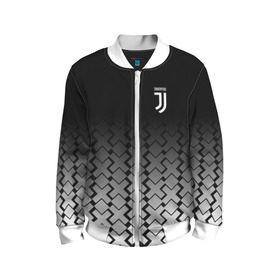 Детский бомбер 3D с принтом Juventus 2018 X Sport в Кировске, 100% полиэстер | застегивается на молнию, по бокам два кармана без застежек, мягкие манжеты, по низу бомбера и на воротнике — эластичная резинка | Тематика изображения на принте: fc | juventus | спорт | спортивные | фк | футбол | ювентус