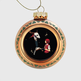 Стеклянный ёлочный шар с принтом Mahou Tsukai no Yome в Кировске, Стекло | Диаметр: 80 мм | девушка | красные волосы | монстр | невеста чародея