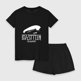 Женская пижама с шортиками хлопок с принтом Led Zeppelin дирижабль в Кировске, 100% хлопок | футболка прямого кроя, шорты свободные с широкой мягкой резинкой | led | led zeppelin | блюз | группа | джимми пейдж | джон генри бонэм | джон пол джонс | лед зепелен | лед зеппелин | метал | роберт плант | рок | тяжелый | фолк | хард | хардрок | хеви | хевиметал