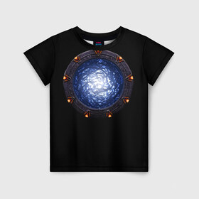 Детская футболка 3D с принтом Stargate в Кировске, 100% гипоаллергенный полиэфир | прямой крой, круглый вырез горловины, длина до линии бедер, чуть спущенное плечо, ткань немного тянется | sg1 | wormhole | другие миры | зв1 | звёздные врата | кротовая нора | портал | тоннель | червоточина