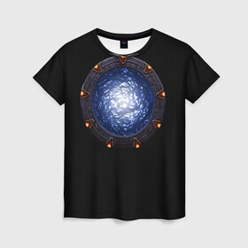 Женская футболка 3D с принтом Stargate в Кировске, 100% полиэфир ( синтетическое хлопкоподобное полотно) | прямой крой, круглый вырез горловины, длина до линии бедер | sg1 | wormhole | другие миры | зв1 | звёздные врата | кротовая нора | портал | тоннель | червоточина