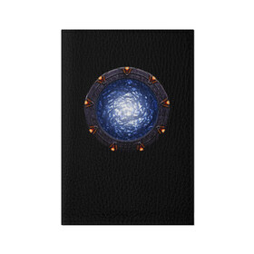 Обложка для паспорта матовая кожа с принтом Stargate в Кировске, натуральная матовая кожа | размер 19,3 х 13,7 см; прозрачные пластиковые крепления | sg1 | wormhole | другие миры | зв1 | звёздные врата | кротовая нора | портал | тоннель | червоточина