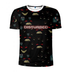 Мужская футболка 3D спортивная с принтом Disturbed в Кировске, 100% полиэстер с улучшенными характеристиками | приталенный силуэт, круглая горловина, широкие плечи, сужается к линии бедра | 