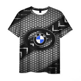 Мужская футболка 3D с принтом BMW Carboniferous 2018 в Кировске, 100% полиэфир | прямой крой, круглый вырез горловины, длина до линии бедер | abstraction | carboniferous | карбон | текстуры