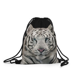 Рюкзак-мешок 3D с принтом White tiger в Кировске, 100% полиэстер | плотность ткани — 200 г/м2, размер — 35 х 45 см; лямки — толстые шнурки, застежка на шнуровке, без карманов и подкладки | tiger white | белый тигр | дикая кошка | тигр