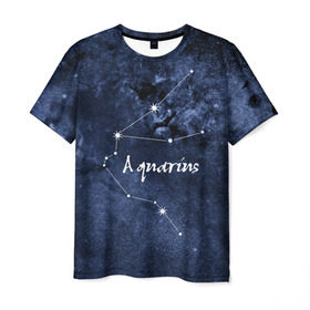 Мужская футболка 3D с принтом Водолей (Aquarius) в Кировске, 100% полиэфир | прямой крой, круглый вырез горловины, длина до линии бедер | aquarius | водолей | звезды | знаки зодиака | космос | созвездие