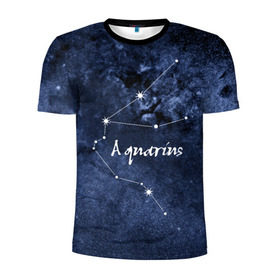 Мужская футболка 3D спортивная с принтом Водолей (Aquarius) в Кировске, 100% полиэстер с улучшенными характеристиками | приталенный силуэт, круглая горловина, широкие плечи, сужается к линии бедра | aquarius | водолей | звезды | знаки зодиака | космос | созвездие