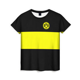 Женская футболка 3D с принтом Borussia 2018 Black and Yellow в Кировске, 100% полиэфир ( синтетическое хлопкоподобное полотно) | прямой крой, круглый вырез горловины, длина до линии бедер | боруссия | дортмунд