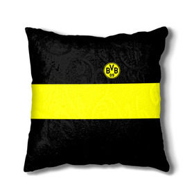 Подушка 3D с принтом Borussia 2018 Black and Yellow в Кировске, наволочка – 100% полиэстер, наполнитель – холлофайбер (легкий наполнитель, не вызывает аллергию). | состоит из подушки и наволочки. Наволочка на молнии, легко снимается для стирки | Тематика изображения на принте: боруссия | дортмунд