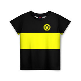 Детская футболка 3D с принтом Borussia 2018 Black and Yellow в Кировске, 100% гипоаллергенный полиэфир | прямой крой, круглый вырез горловины, длина до линии бедер, чуть спущенное плечо, ткань немного тянется | Тематика изображения на принте: боруссия | дортмунд