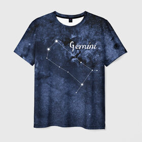 Мужская футболка 3D с принтом Близнецы (Gemini) в Кировске, 100% полиэфир | прямой крой, круглый вырез горловины, длина до линии бедер | Тематика изображения на принте: gemini | близнецы | звезды | знаки зодиака | космос | созвездие