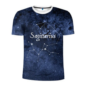 Мужская футболка 3D спортивная с принтом Стрелец(Sagittarius) в Кировске, 100% полиэстер с улучшенными характеристиками | приталенный силуэт, круглая горловина, широкие плечи, сужается к линии бедра | sagittarius | звезды | знаки зодиака | космос | созвездие | стрелец