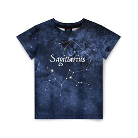 Детская футболка 3D с принтом Стрелец(Sagittarius) в Кировске, 100% гипоаллергенный полиэфир | прямой крой, круглый вырез горловины, длина до линии бедер, чуть спущенное плечо, ткань немного тянется | sagittarius | звезды | знаки зодиака | космос | созвездие | стрелец