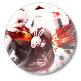 Значок с принтом Тока Кирисима в Кировске,  металл | круглая форма, металлическая застежка в виде булавки | anime | ghoul | tokyo | tokyo ghoul | гуль