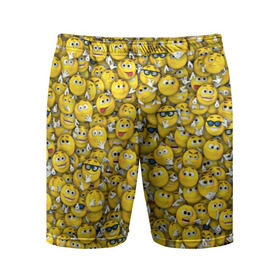 Мужские шорты 3D спортивные с принтом Веселые смайлики в Кировске, 100% полиэстер | длина выше колена, широкий эластичный пояс | emoji | smile | желтый | круглый | лица | паттерн | смайл | улыбка | эмоции